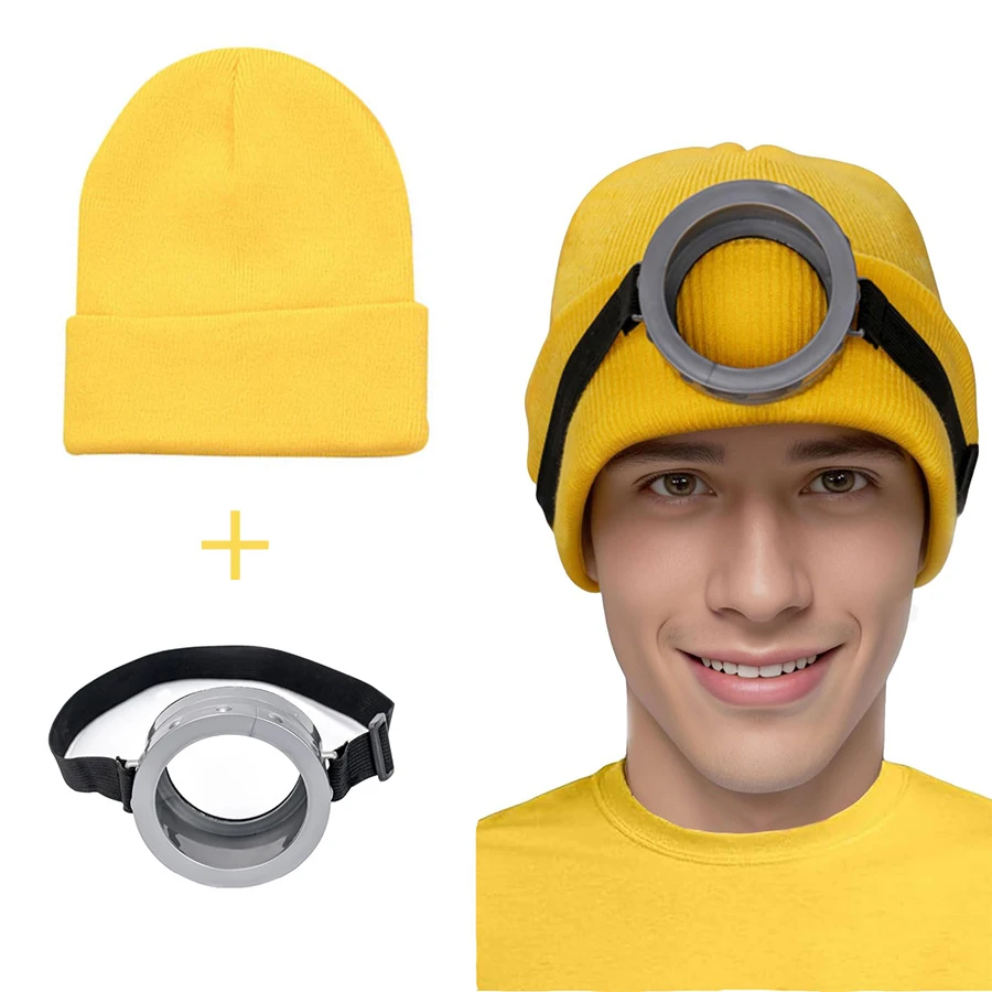 Halloween Cosplay Costume Accessories Adult Vintage Goggles with Yellow Beanie Halloween Cosplay Party Set