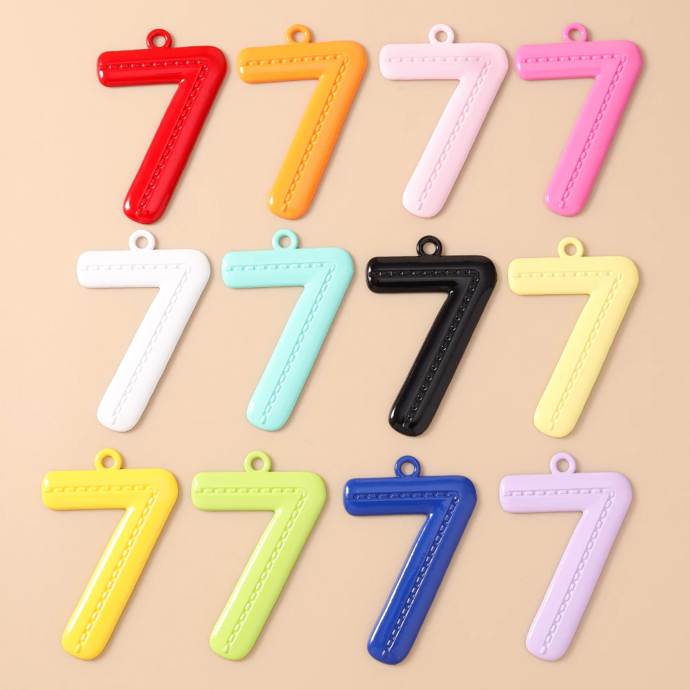 Leslie 5 Stück 51 mm niedliche 0-9 Zahlenanhänger für Schmuckherstellung, DIY Ohrringe, Anhänger, Halsketten, Armbänder, Bastelbedarf – Detail 9