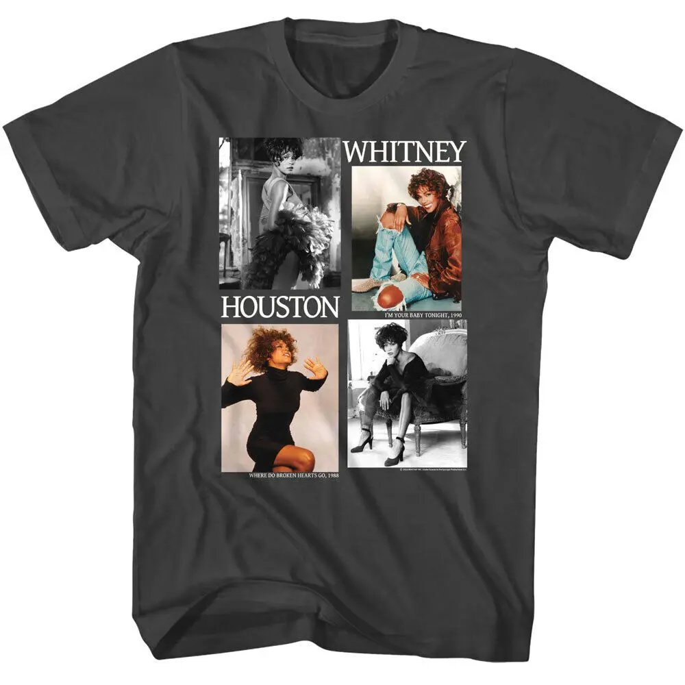 Whitney Houston Discography Men'S Gray T Shirt Albums R B Soul Singer Diva Offic