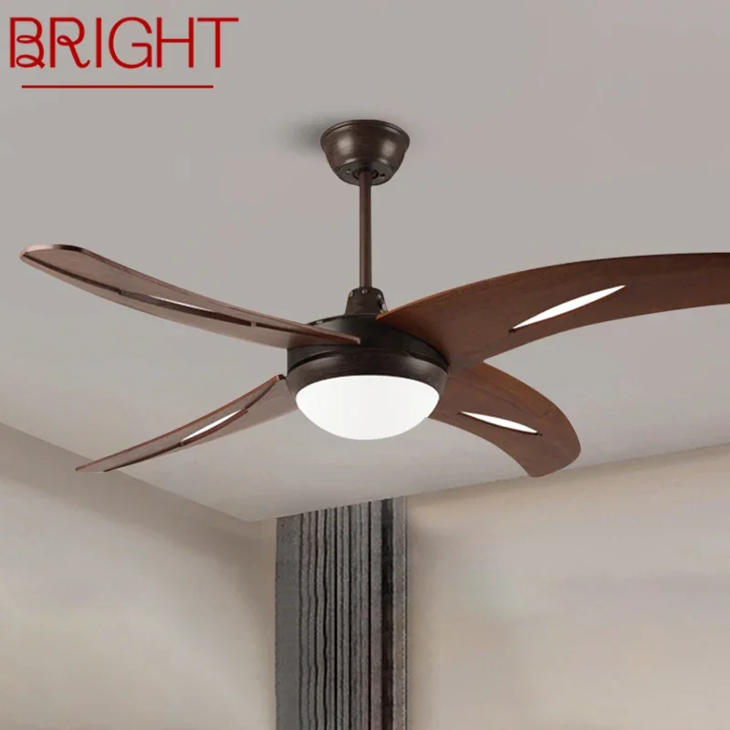 

BRIGHTNordic LED Fan Light American Vintage Restaurant Living Room Study Ceiling Fan Light Remote Electric Fan Light