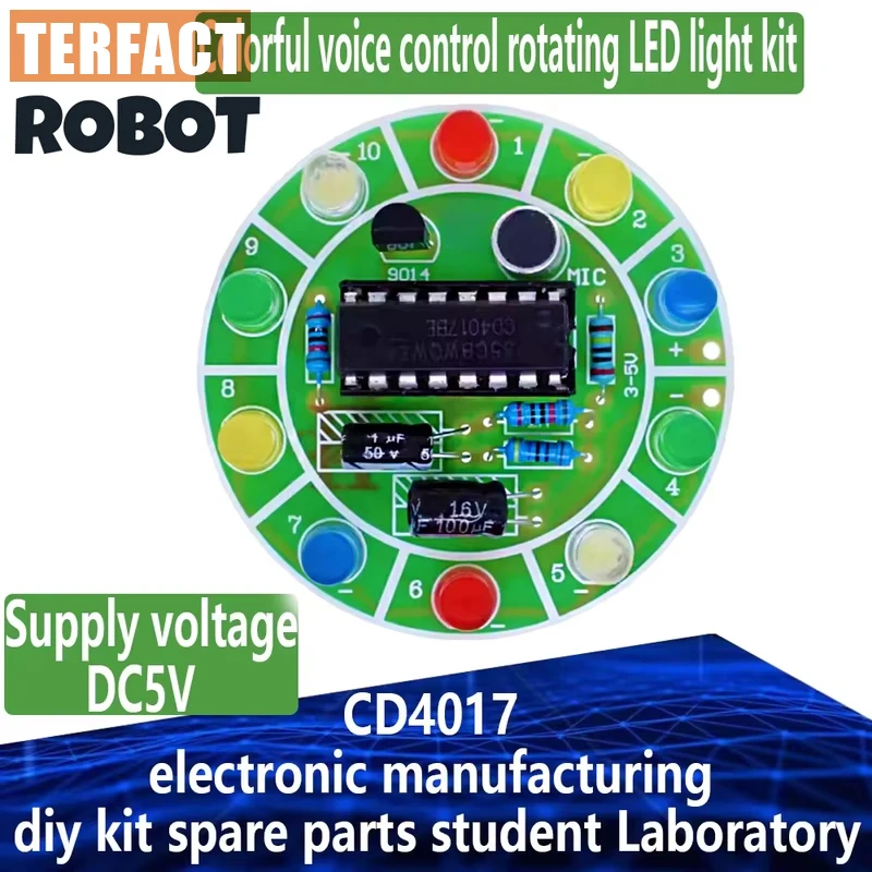 1~10PCS CD4017 colorful voice control rotating LED light kit electronic manufacturing diy kit spare parts student Laboratory