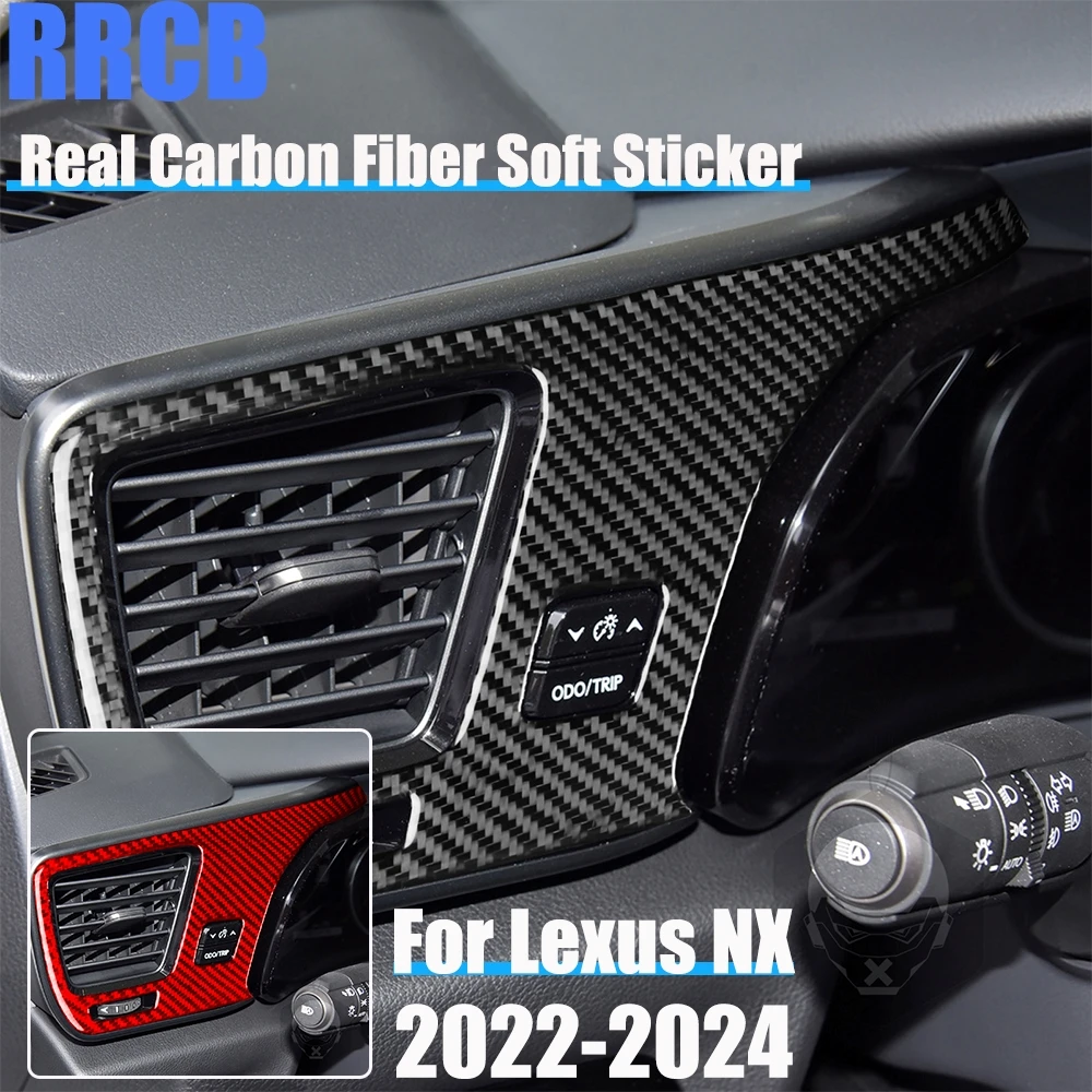 

Real Carbon Fiber Car Accessories Driver Air Vent Panel Cover Soft Sticker For Lexus NX260 NX350H NX400H NX450H 2022 2023 2024