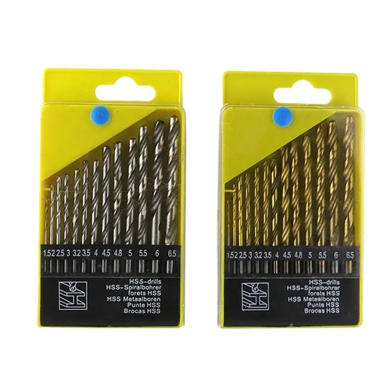 13Pcs 1.5mm-6.5mm 트위스트 드릴 비트 세트 미터 드릴 키트 세라믹 타일 유리 대리석 콘크리트 용 목공 금속 비트 도구