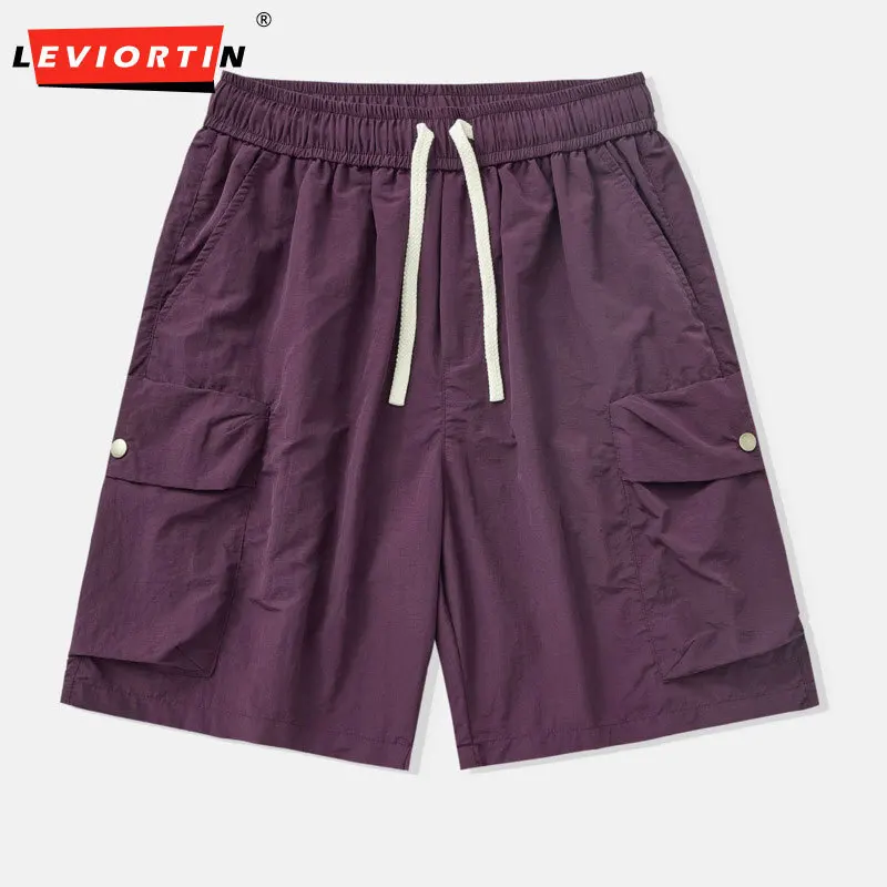 

2025 мужские летние тонкие повседневные свободные брюки цвета хаки с пятью четвертью, легкие крутые быстросохнущие шорты в американском стиле ретро