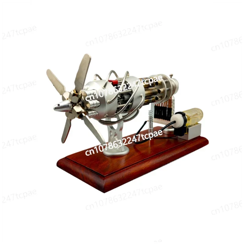 Stirling engine model swashplate 16-cylinder aircraft 8-cylinder thermal power can start the mini steam engine