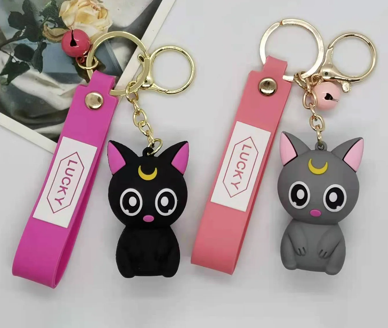 

Creative Cartoon Moon Cat Doll Keychain Cute Couple Bag Keychain Small Gift Frind Y2k Fashion Toys Anime Cartoon Frind Kawaii