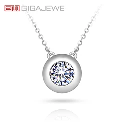 GIGAJEWE Moissanite Bubble Necklace Round Cut D/Cyan/Green Color 18K  White Gold Plated Silver Pendant S925 Woman Wife Girl Gift