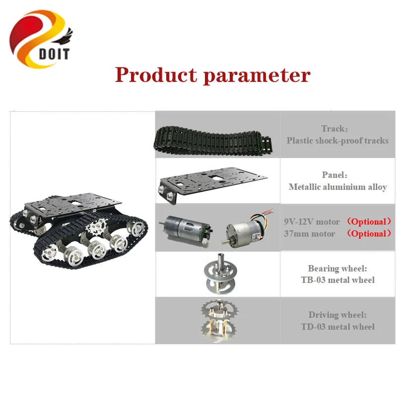 Kit de châssis de réservoir de Robot intelligent en métal TS300, charge de 8KG, système d'absorption des chocs indépendant, moteur à couple élevé, jouet éducatif à monter soi-même