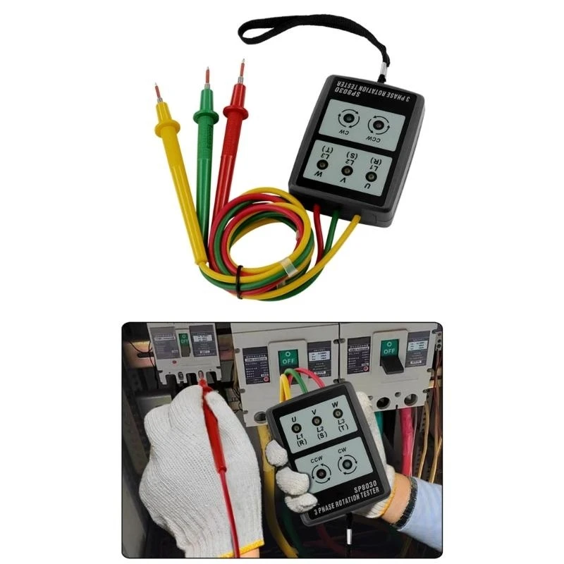 

Y3NA 3 Phase Sequences Rotation Tester Detectors Meter Phase with LED Phase Sequencer 60V-600V 3 Phase 20Hz-400Hz