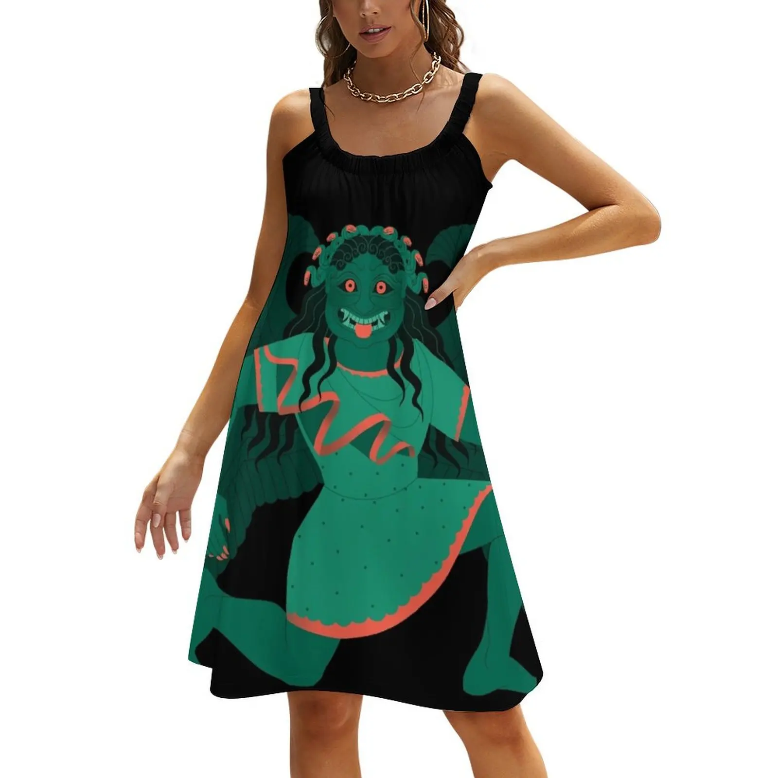 

Archaic Gorgon - Green Beach Sling Skirt elegant dress clothes for women dresses for woman