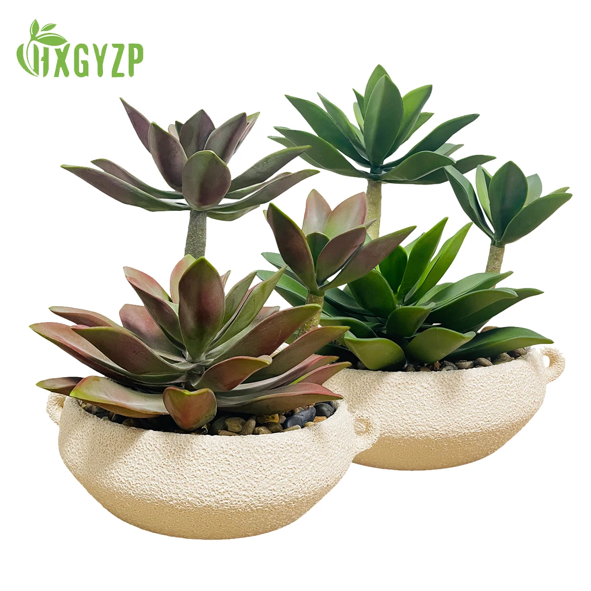 HXGYZP Artificial Plants Multiple Colors Succulent Lotus High Quality Bonsai Cement Flowerpot Home Decor Garden Indoor Office