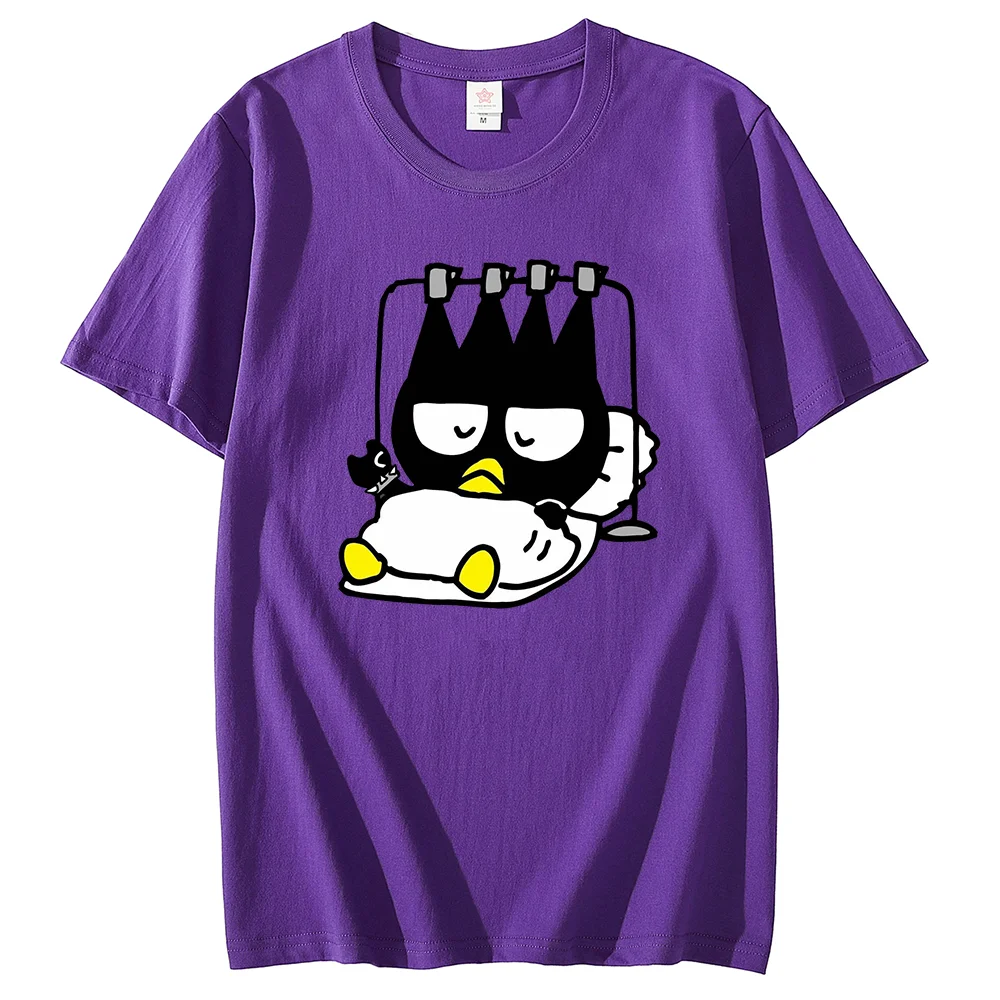 Kawaii Kuromi BADTZ MARU printed T-shirts spring and autumn Sanrio cartoon casual sports street printed T-shirts