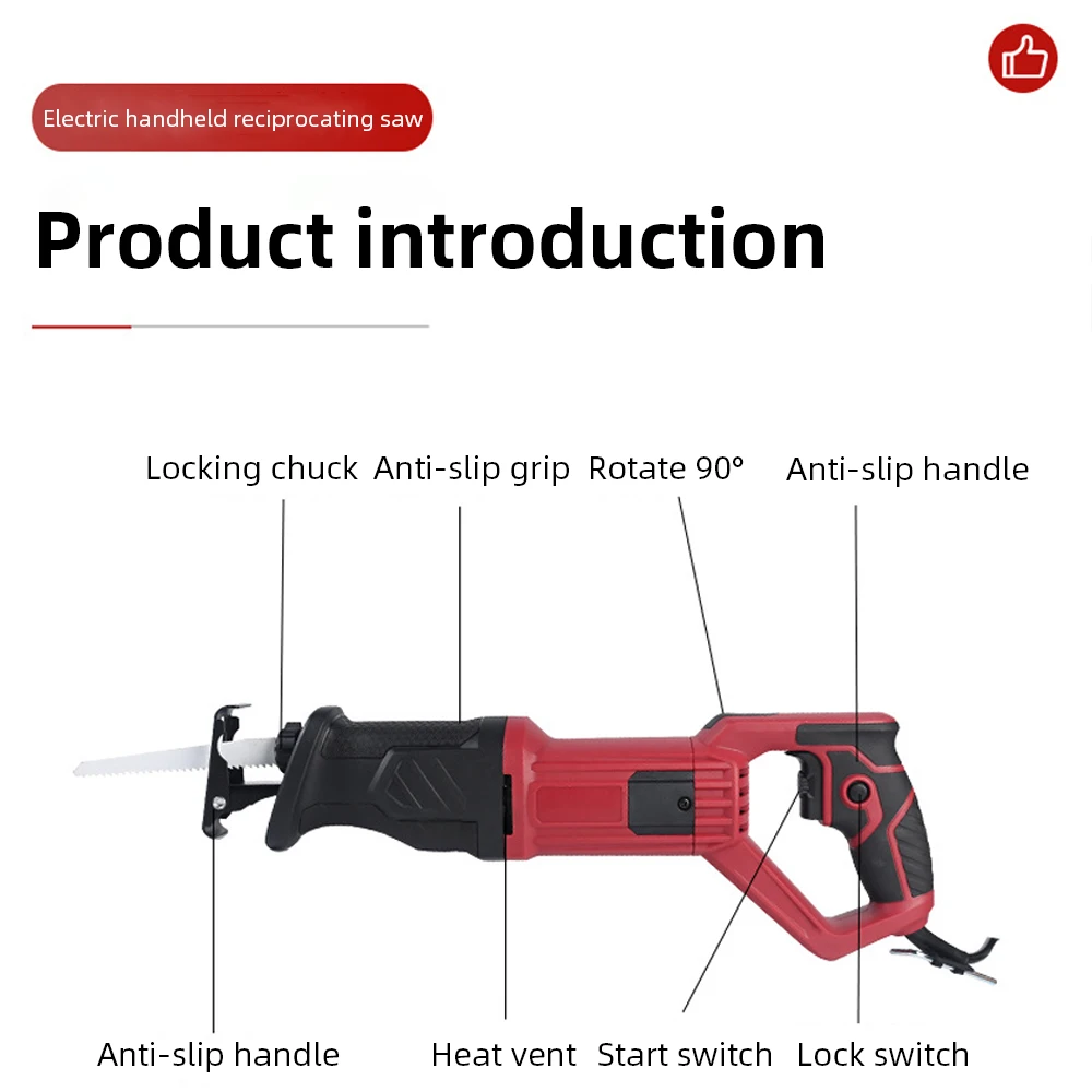 Electric Reciprocating Saw, Multi Function Saber Tool, Small Household For Wood, Steel Bone Wall Cutting Diy