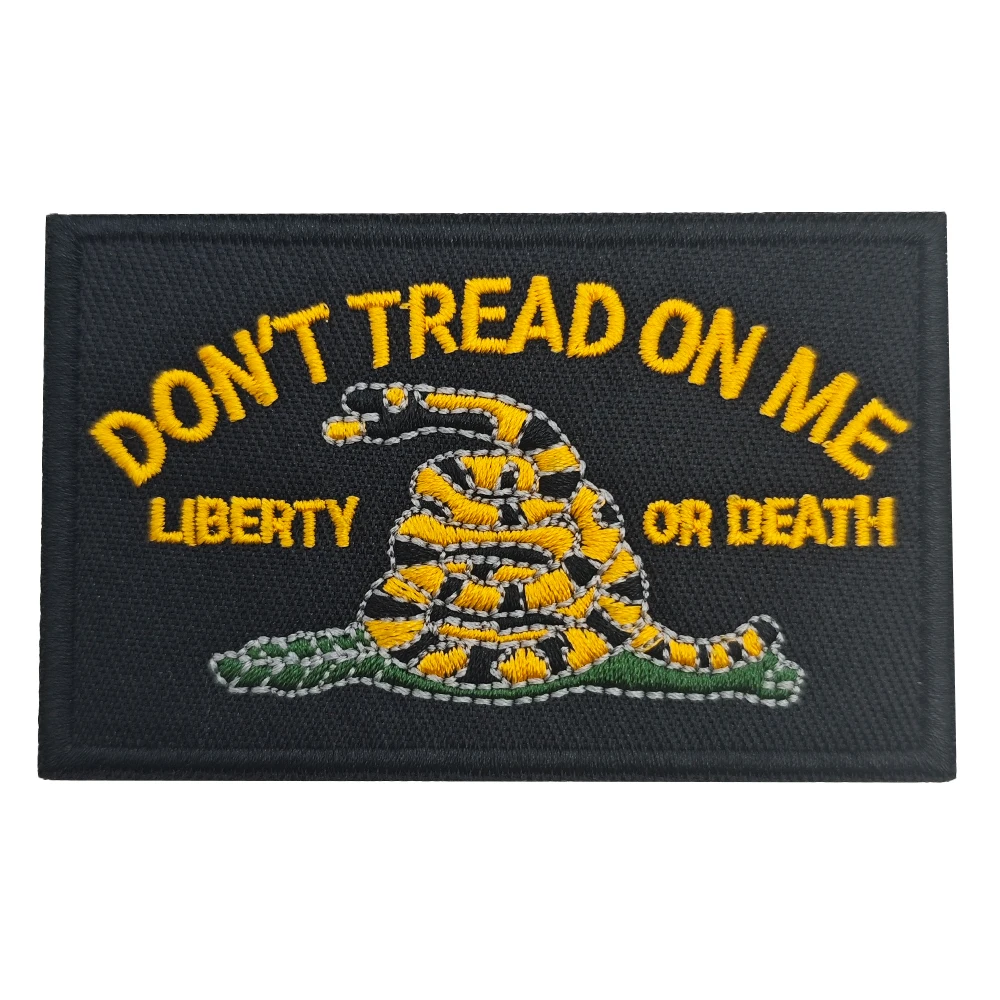 Don't Tread On Me Liberty Or Death Gadsden Rattlesnake Embroidered Patch, Tactical Morale Badge DIY For Backpack Jacket Vest Hat