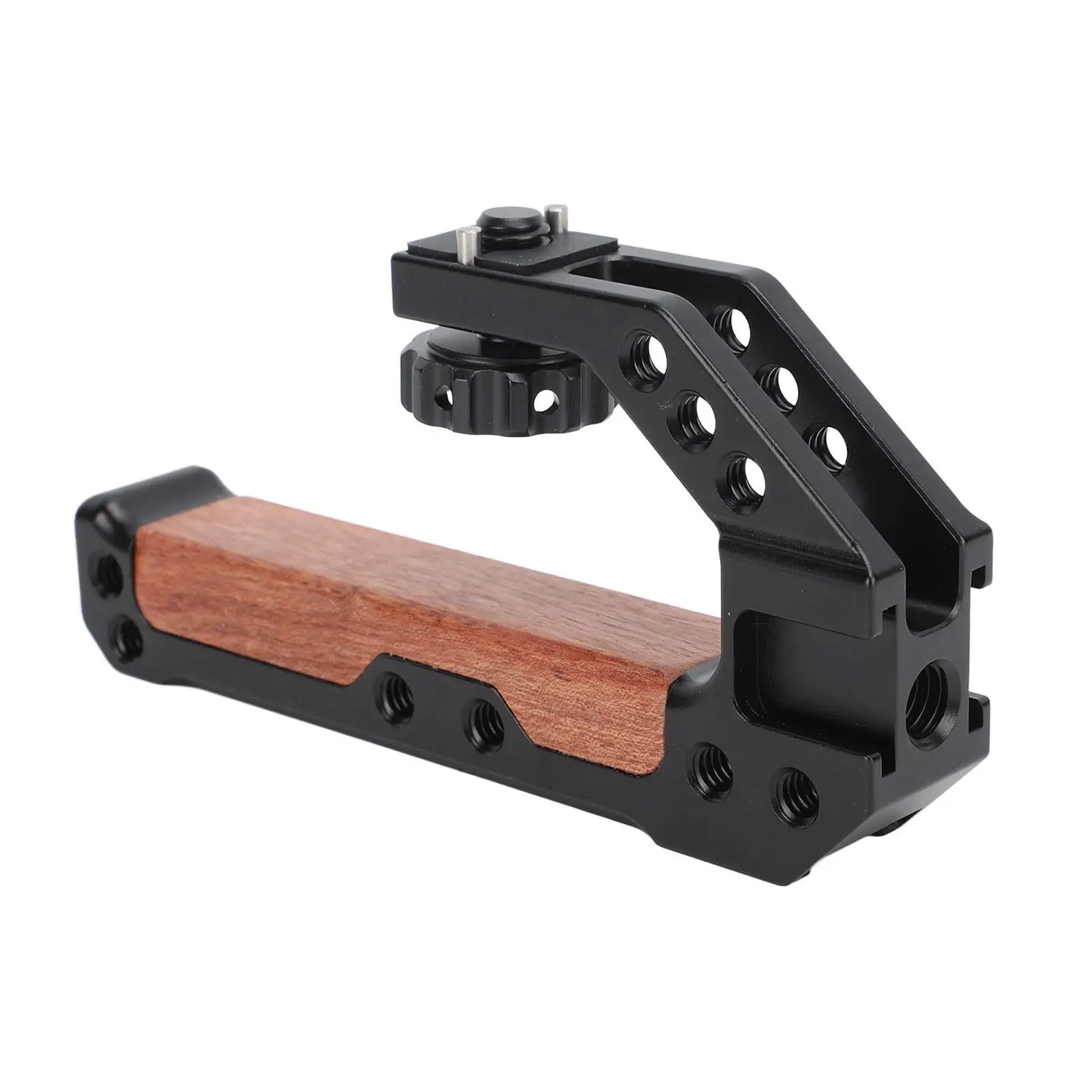 Ergonomic Camera Top Handle Grip with Multi Holes & 3 Cold Shoe Ports for dslr Cage - 1/4 & 3/8 Compatibility