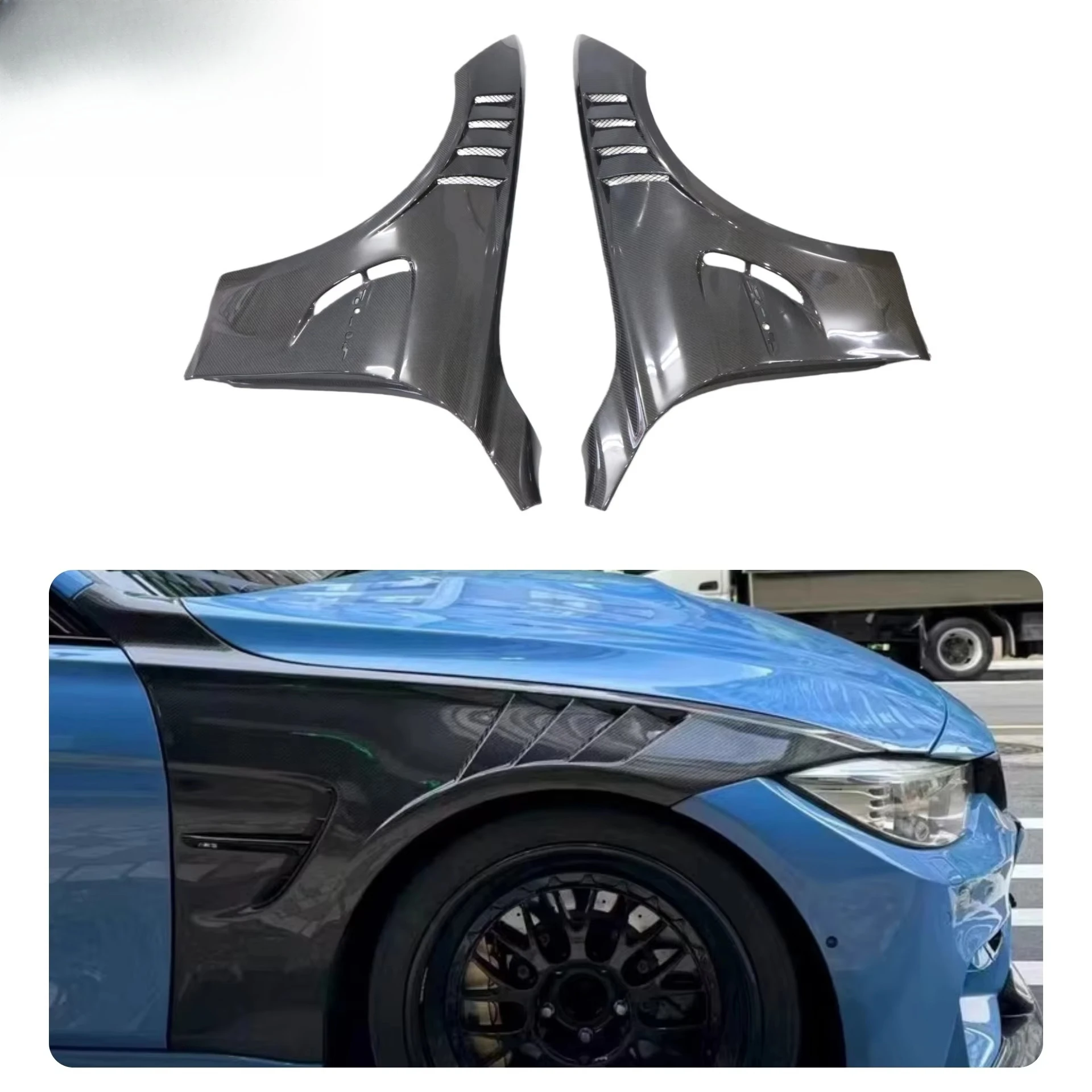 

KSUI Style Carbon Fiber Front Fender for BMW F80 M3 F82 M4 2014- 2018 Front Bumper Side Fender Air Vented Mudguard Car Bodykit