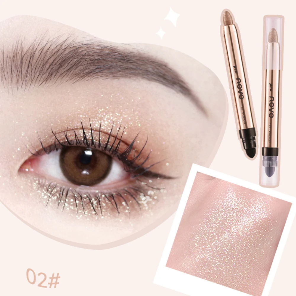 1 ~ 4 Stuks Oogschaduwstok Glitter Glinstert Oogschaduw Waterdichte Ogen Make-Up Oogschaduw Ultra Gepigmenteerde Dubbele Kop Markeerstift