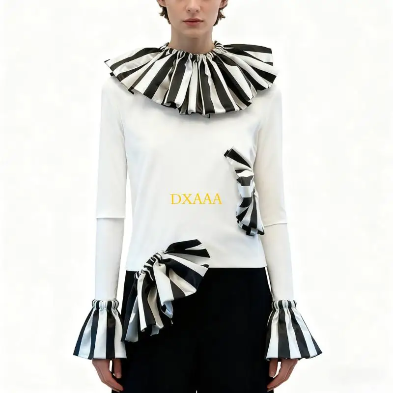 DXAA Adjustable Stripy Gothic Detachable Collar Wrist Cuffs For Blouses Dresses Gothic Fashion Accessory