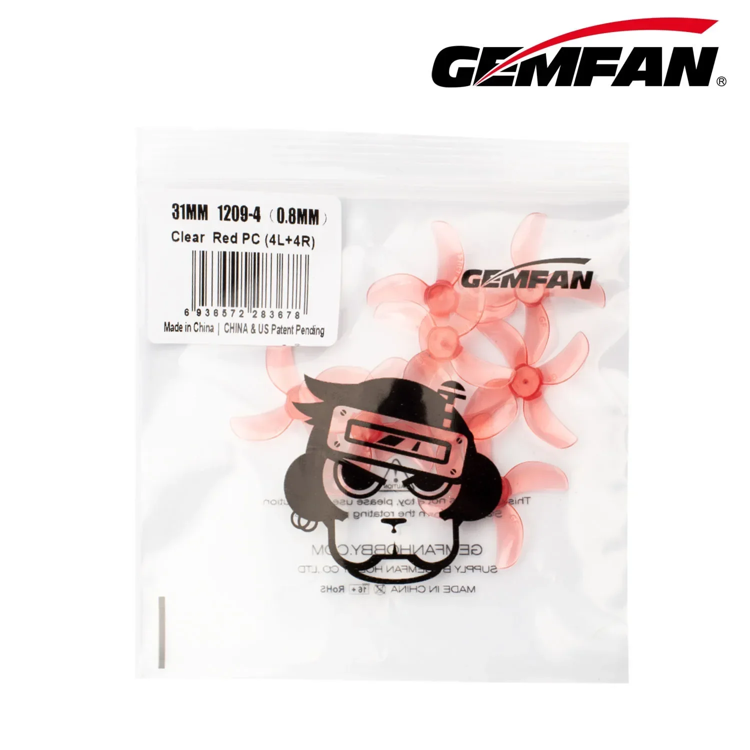 12Pairs(12CW+12CCW) Gemfan 1209 31mm 4-Blade Propeller 0.8mm 1mm 1.5mm (Random Color) for FPV Tinywhoop Drones