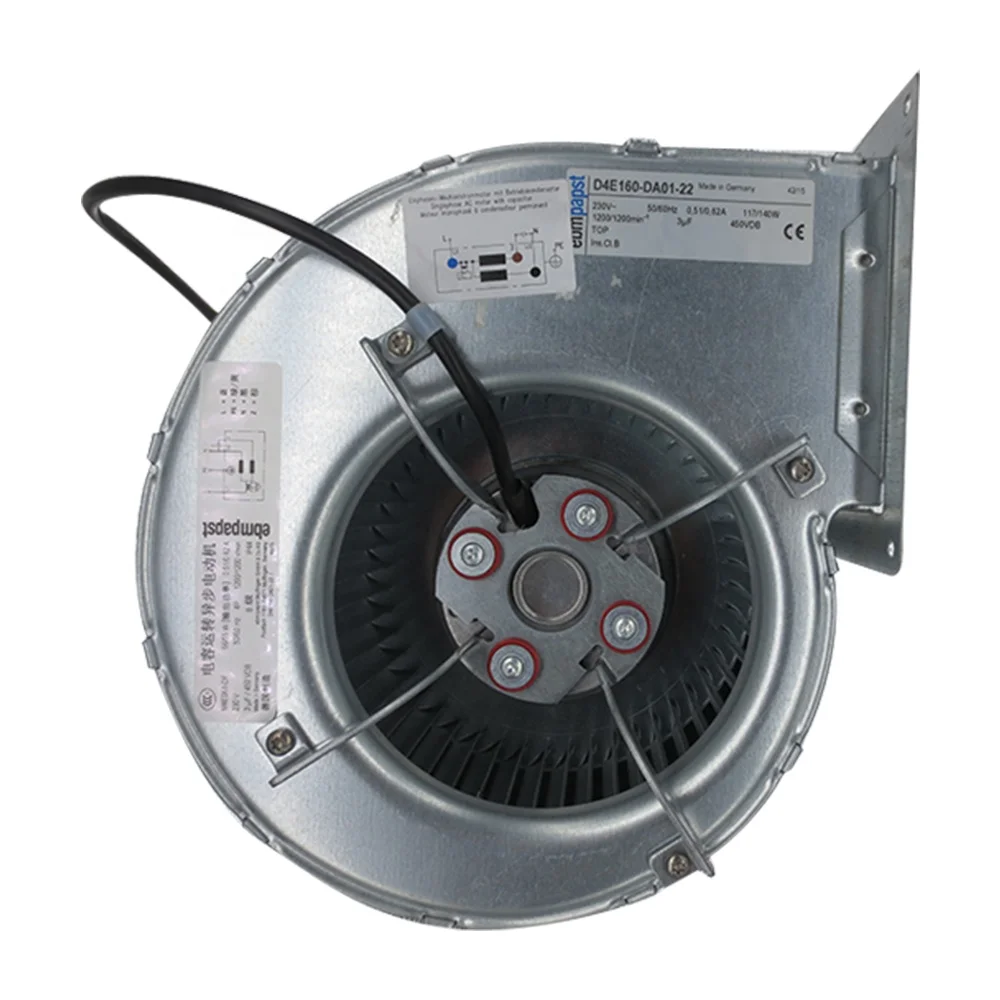 D4E160-DA01-22 230V AC 117W 160mm 1200RPM ball bearing turbo import blower centrifugal cooling fan