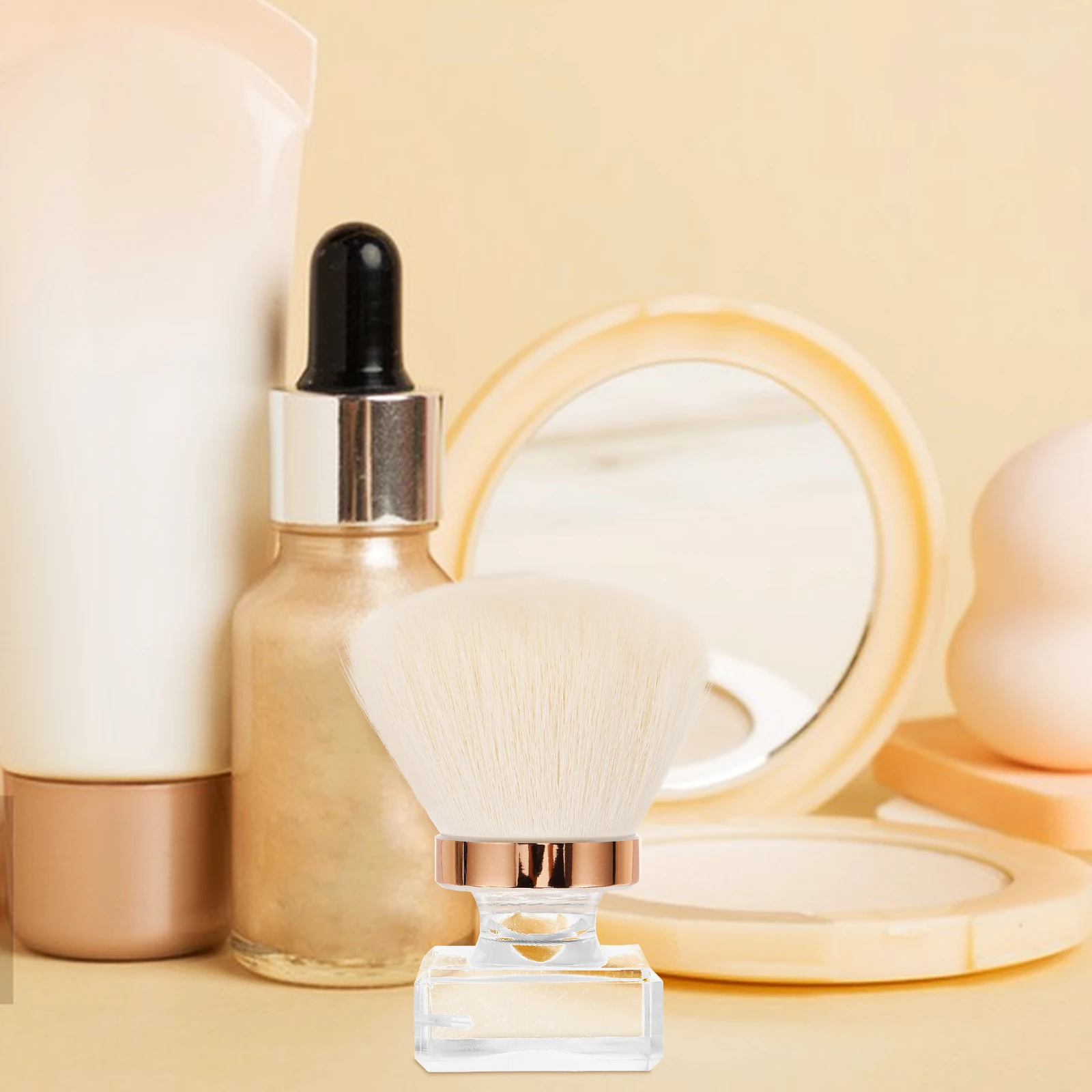 

2 Sets Powder Brush Mushroom Shaped Soft Artificial Fiber Easy Clean Bristles Multi Use Face Eyes Makeup Brushes Plastic Case