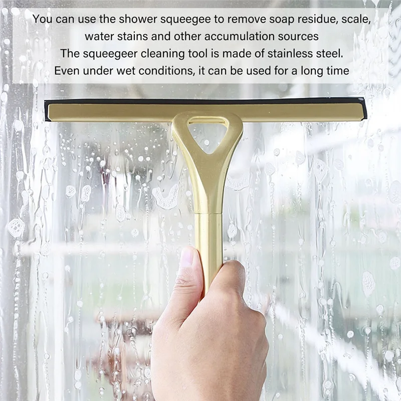 A76X-Glass Cleaning Brush Stainless Steel Window Squeegee For Glass Door Mirror