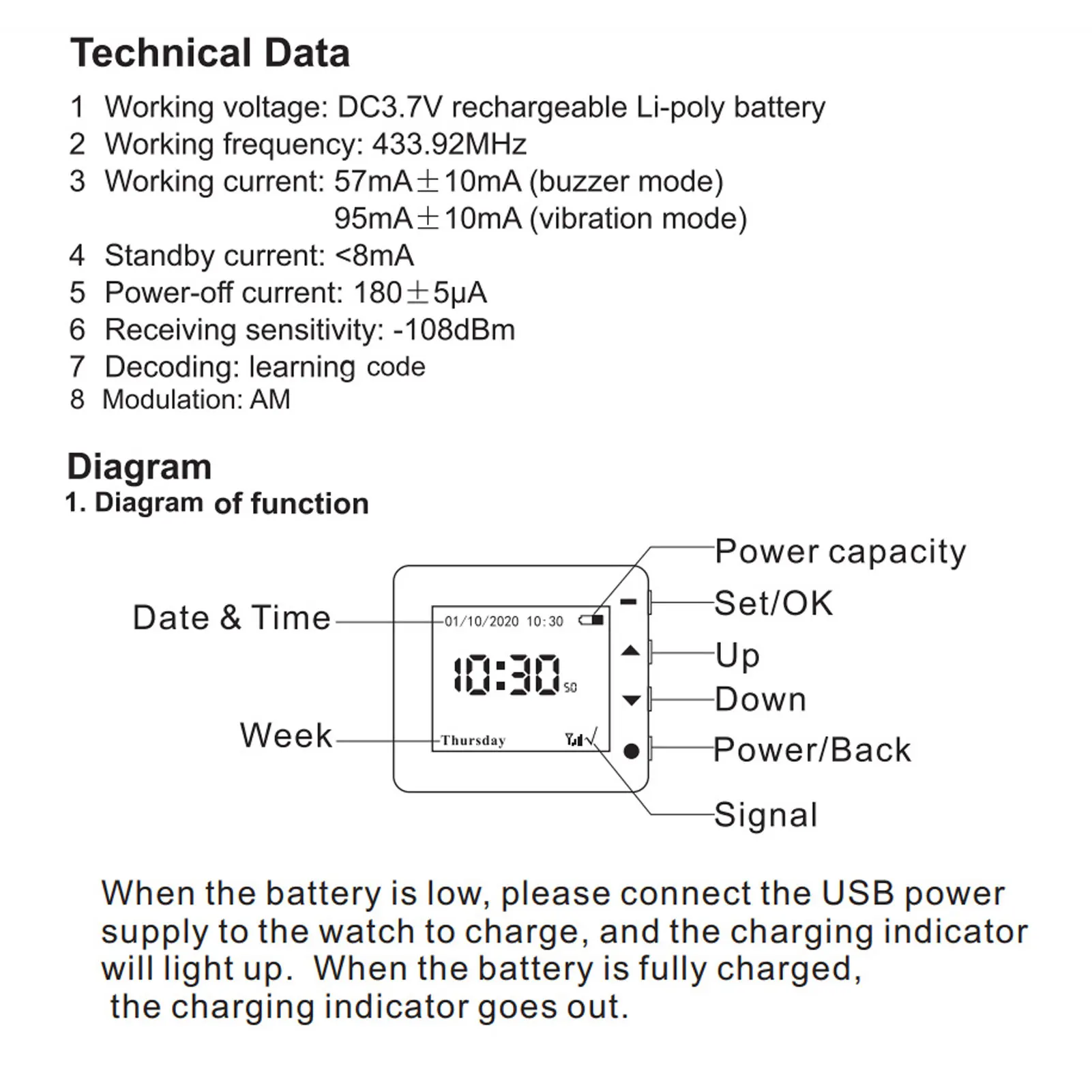 Wireless Calling System Caregiver Pager with 10 Call Buttons 1 Receiver 433.92MHz Restaurant Paging System