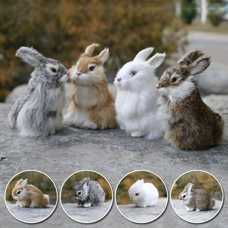 Simulation Plush Toys Action Figures Kids Gift Simulation Rabbit Toy Squatting Model Home Decoration Rabbit Model Easter Rabbits