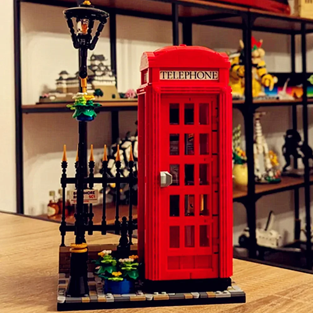 

Городской киоск Streetview Лондон Ретро Коробка Кирпичи Классический телефон Уличный дисплей Модель Строительный блок Подарочный детский набор