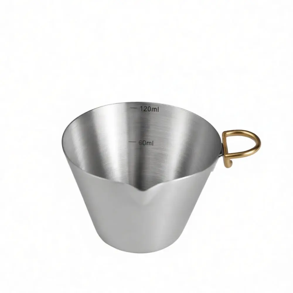 Barista Coffee Espresso Measuring Cup 304 Stainless Steel Pitcher With Walnut Handle Accurate Scale Kitchen Accessory Tool