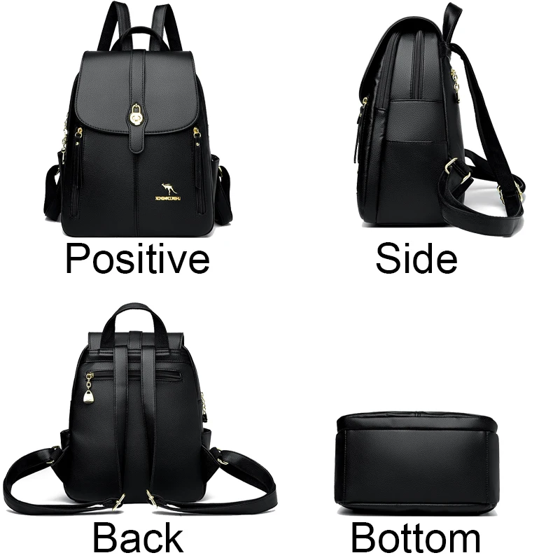 Retro Women Sac A Dos Female Pu Leather Backpacks Purses Designer Ladies Large Capacity Mochilas Rucksacks High Quality Bookbags