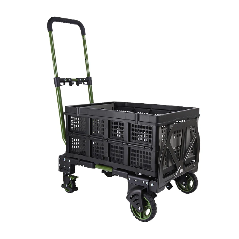 2-In-1 Portable Foldable Small Cart 150kg Luggage Cart Cargo Trolley Handling Multi-Functional Traction Courier Climbing Stairs