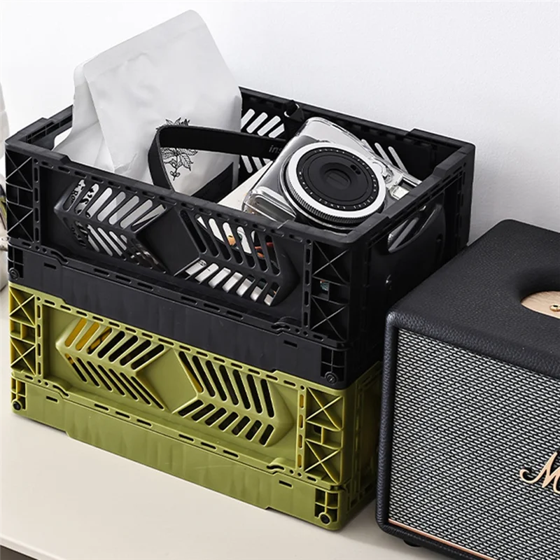 

Best-Desktop Folding Storage Basket Sundries Toy Snack Student Desk Organizer Makeup Storage Box Stackable Storage Basket