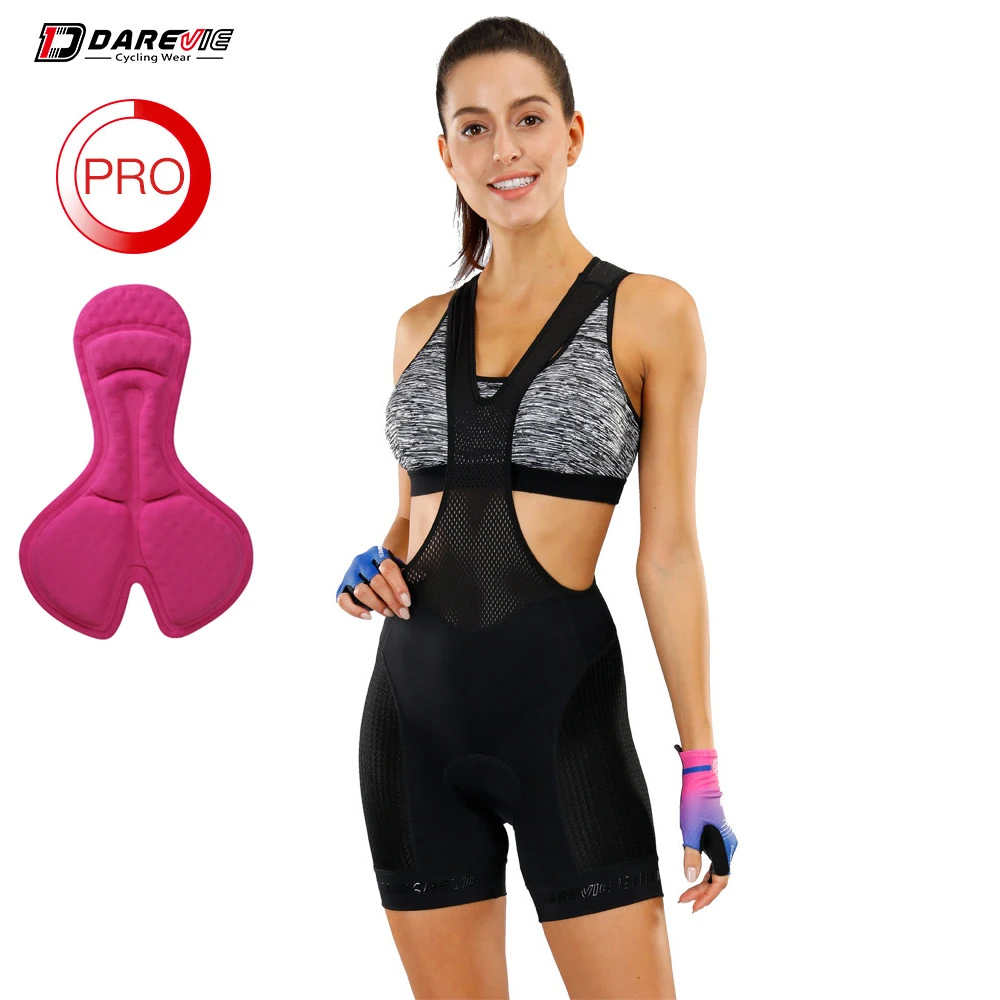 DAREVIE Women Cycling Bib Shorts Pro Women\'s Cycling Shorts 1/3 Super Short Summer Soft 3D Sponge Shockproof Pad 6 Hour Riding