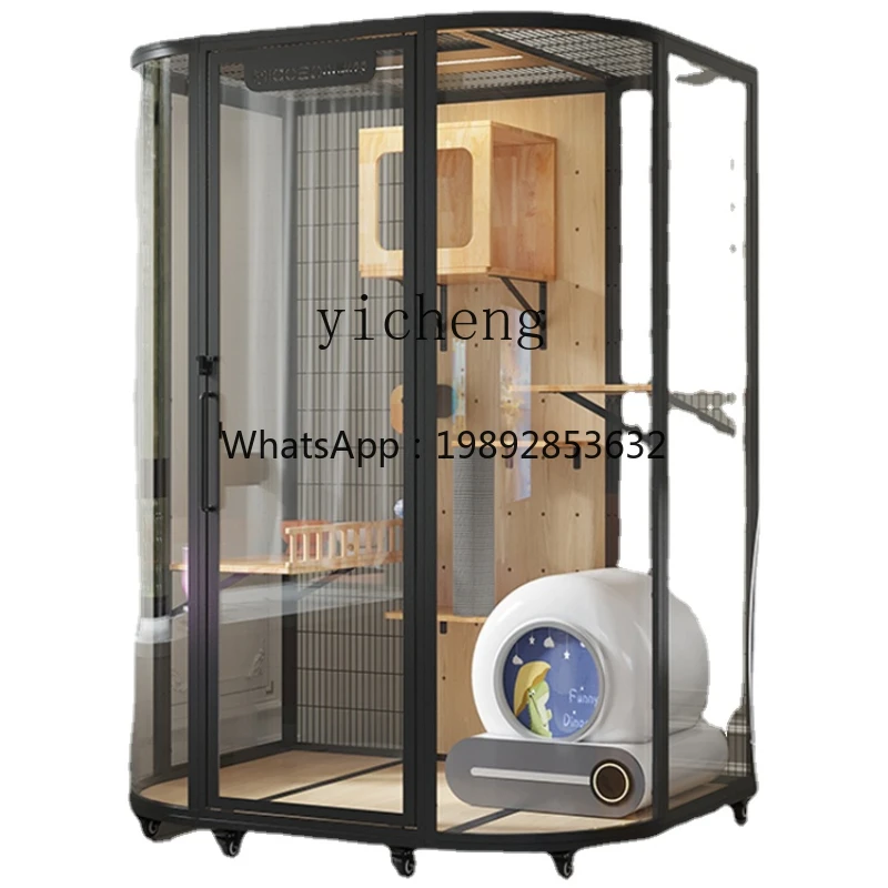ZZ Luxury Large Space Diy Solid Wood Chamfer Household Glass Panoramic House Cabinet Cage Can Hold Litter Box