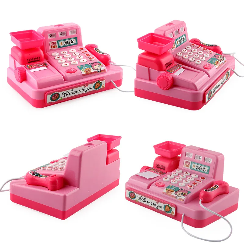 Simulation Supermarket Cash Register Game Toy Electronic Pretend Play House Toys Lighting And Sound Vending Counter Shopping Car