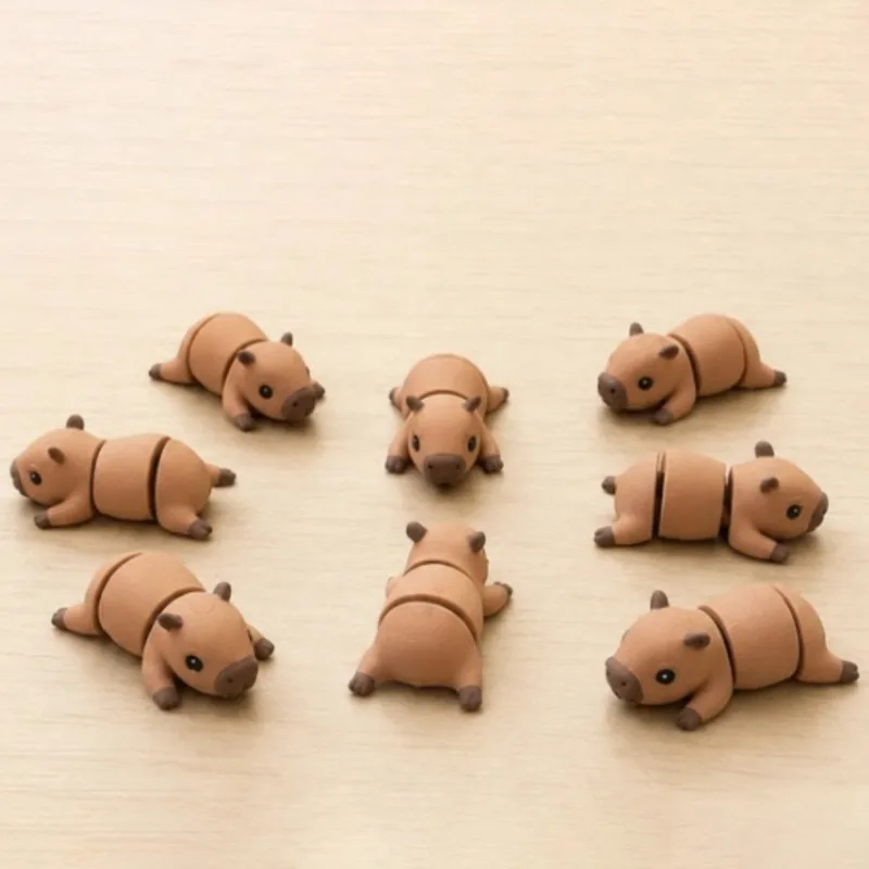 3D Printed Capybara Figure Jointed Movable Desktop Ornament Cute Stress Relief Toy for Kids Night Market Decoration