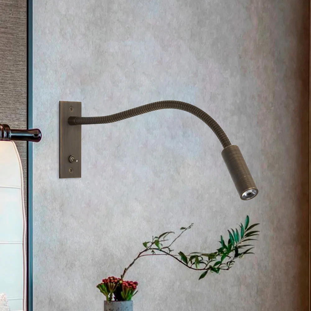 Recesso Gooseneck parede Spotlight para Hotel Imagem, LED flexível leitura lâmpada de parede, cabeceira Wall Sconce, Estudo Night Light