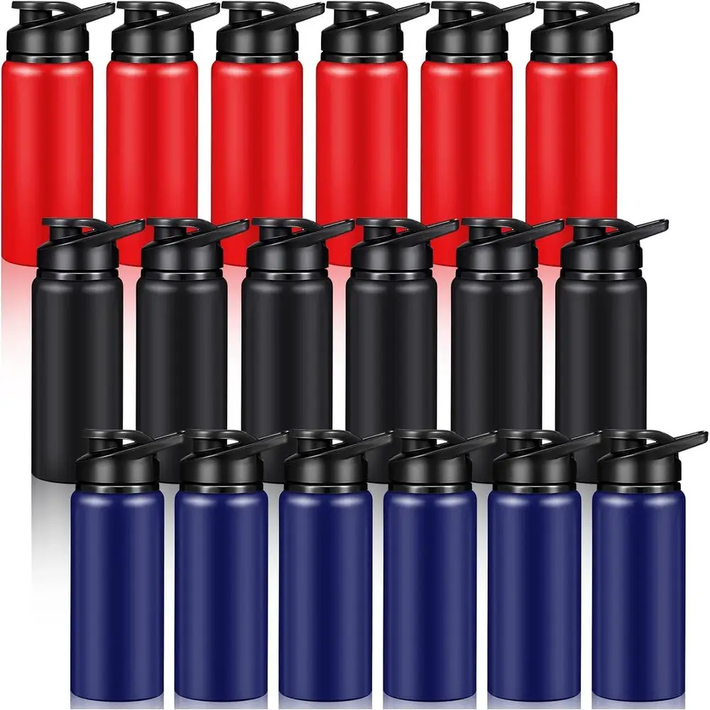 

Набор из 18 многоразовых металлических спортивных бутылок для воды объемом 20 унций для спортзала, походов, велоспорта и активного отдыха