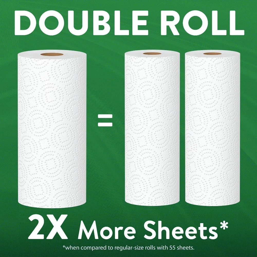 Ultra Strong 2‑Ply White Paper Towels 2 Double Rolls, Equivalent to 4 Regular Rolls Split‑Size Absorbent Kitchen Towels