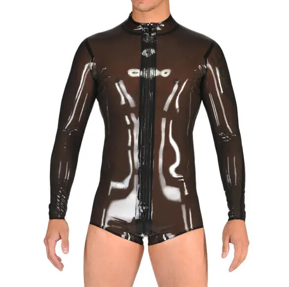 Latex Gummi Catsuit Zentai Transparent Schwarz Fetisch Bodysuit Kostüm0,4mmS-XXL club