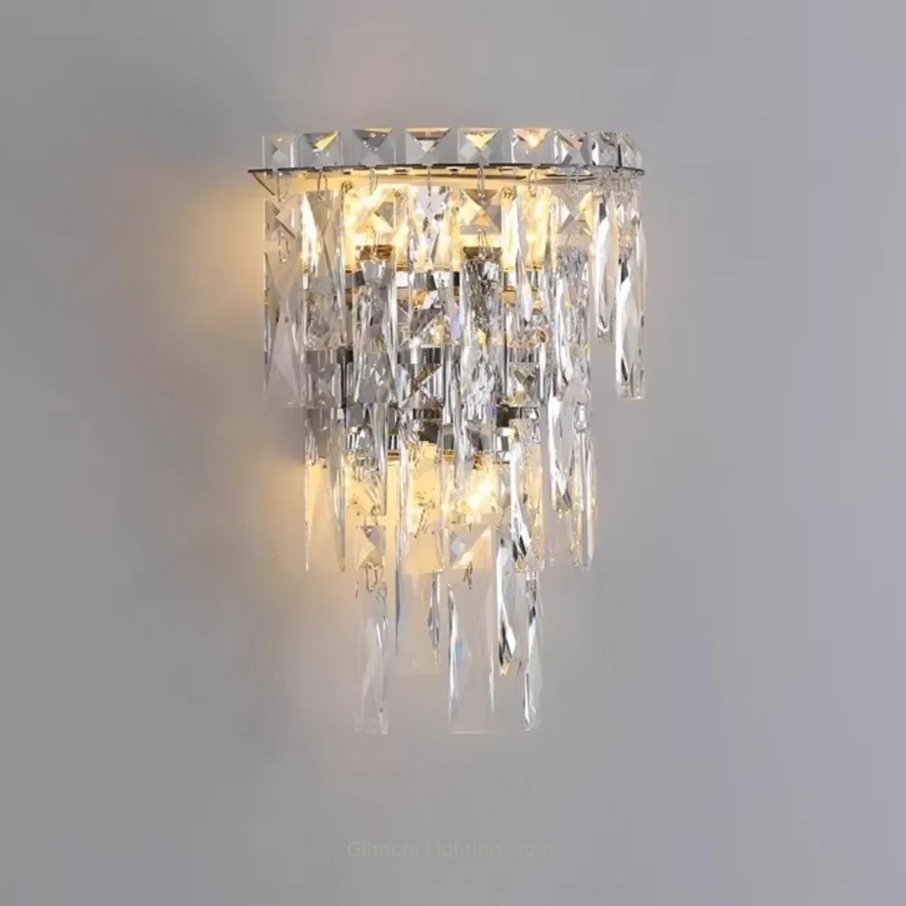 

Luxury Crystal Wall Lamp, Grand Elegant Style, Crystal & Metal, for Living Room TV Wall Foyer Hall Bedroom Bedside, Decor Light