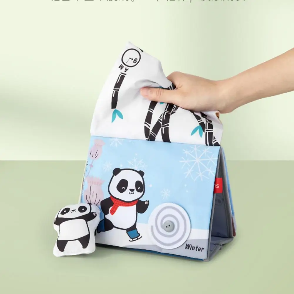 

Infant Book Toy Cute Panda Desk Calendar Black And White Colorful Early Educational Baby Cloth Book Sensory Girls Gift