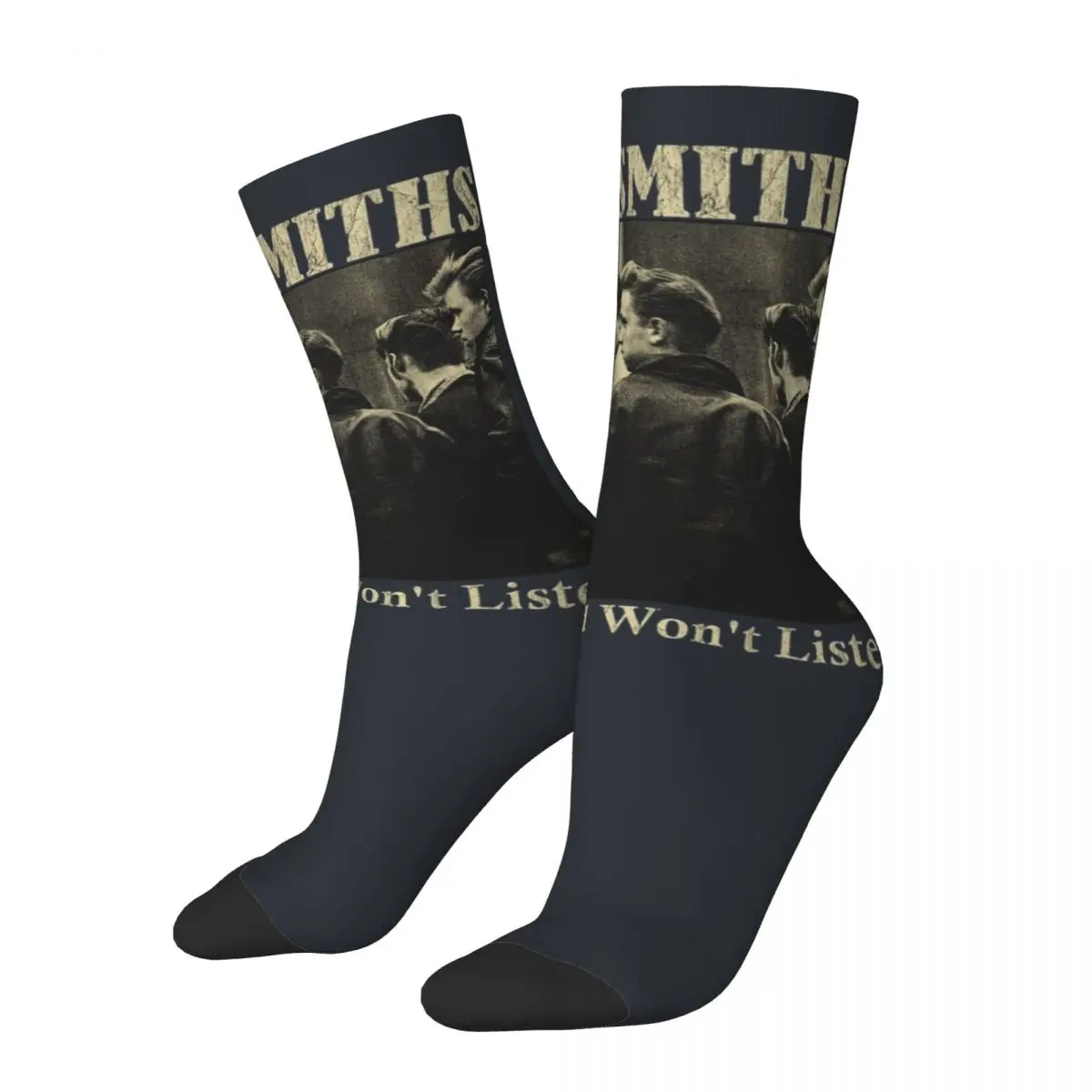 Crazy compression British Rock Bands In The 80s Sock for Men Vintage The Smiths Quality Pattern Crew Sock Novelty