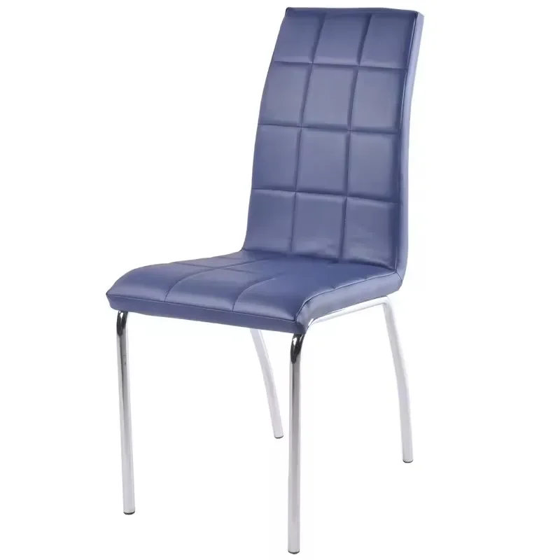 

For Modern Design High Back Cafe Restaurant Chair Pu Chromed Metal Legs Kitchen Dining Chairs