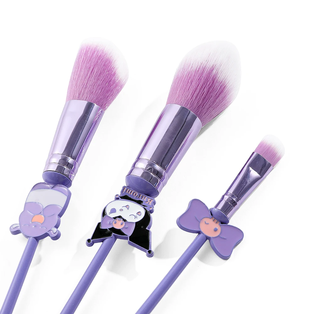 Sanrio Makeup Brush, Kuromi Makeup Brushes for Cheeks, Eye Cosmetic Foundation Brush, Girlfriend Christmas Gifts, 3Pcs