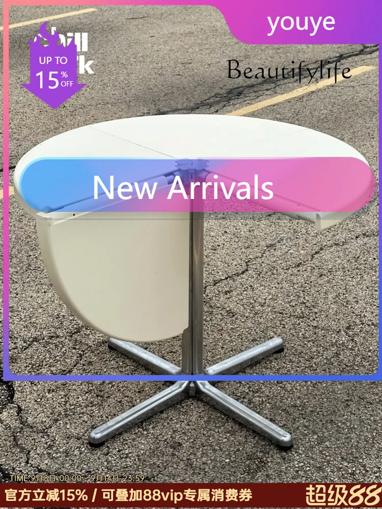N36 Medieval foldable multi-functional round table designer semi-circular dining table household small apartment coffee table
