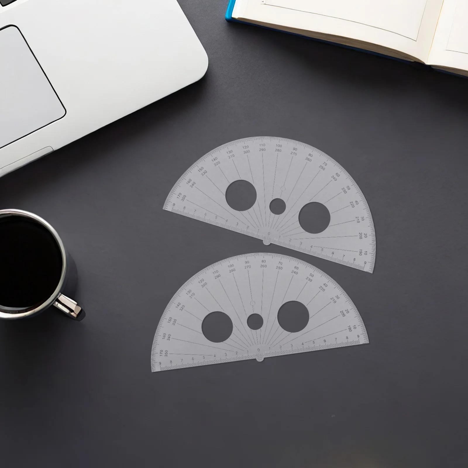 3 قطعة مسطرة منقلة هندسية شفافة أداة رياضية شبه دائرية دقيقة لمشاريع صياغة الطلاب والمحترفين #5