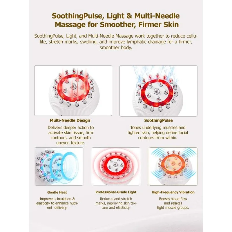 脚と腹部用のハンドヘルドボディマッサージャー - 温熱、振動によるリンパドレナージュと腫れ防止ツール