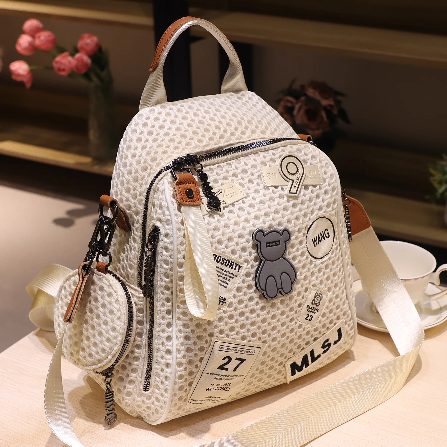 

Брендовый милый женский рюкзак, белый, черный, полый Mochilas Mujer, большой вместительный женский рюкзак, школьный рюкзак для девочек, рюкзак